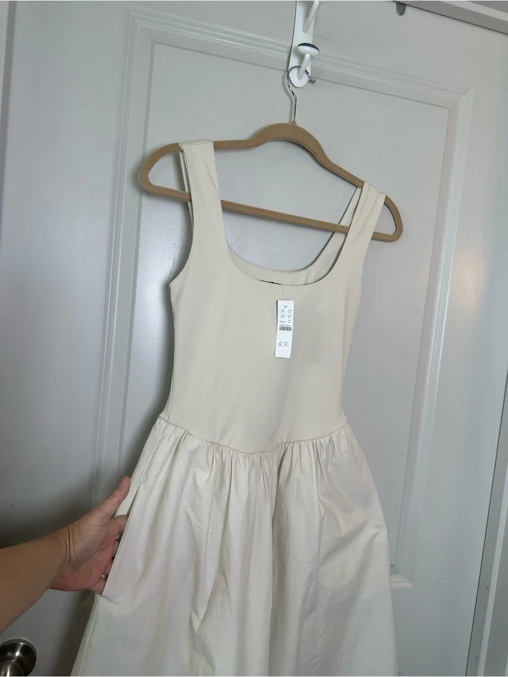 NEW J. Crew Drop Waist Mixy Cotton Poplin Skirt Cream Minimalist Maxi Dress,  XS